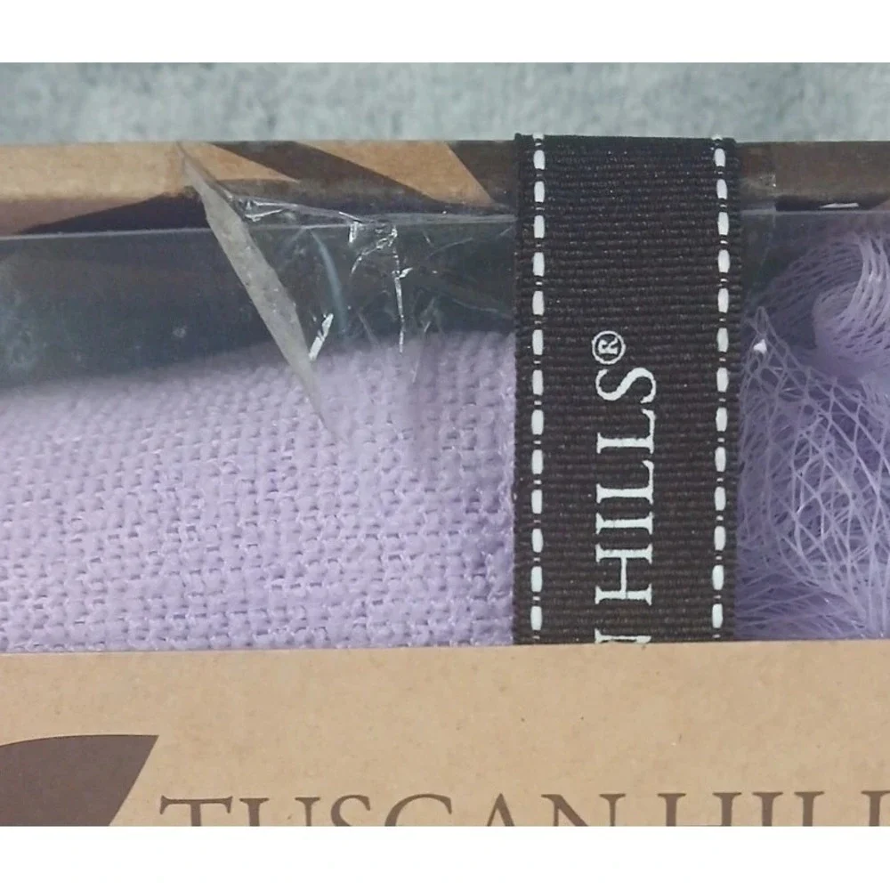Tuscan Hill French Lavender‎ Spa Bath Shower Set Body Towel Hair Wrap Gel Pouf
